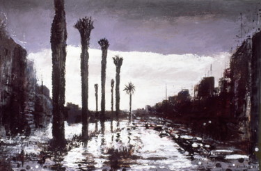 Pintura titulada "Palmiers dans la pl…" por Henri Eisenberg, Obra de arte original, Acrílico