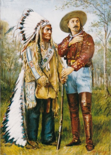 Painting titled "Buffalo Bill" by Henri Eisenberg, Original Artwork, Acrylic Mounted on Wood Stretcher frame