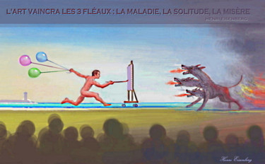 Arte digitale intitolato "Cerbère" da Henri Eisenberg, Opera d'arte originale, Lavoro digitale 2D