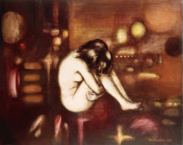 Peinture intitulée "Nu accroupi" par Henri Eisenberg, Œuvre d'art originale, Huile Monté sur Châssis en bois