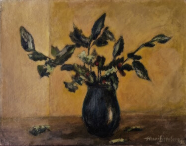 Pintura intitulada "Bouquet de houx" por Henri Eisenberg, Obras de arte originais, Guache