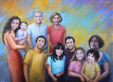 Painting titled "Famille S." by Henri Eisenberg, Original Artwork, Acrylic Mounted on Wood Stretcher frame