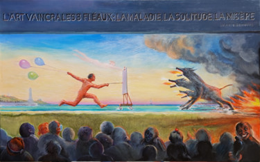 Malerei mit dem Titel "UTOPIA, Cerbère, ou…" von Henri Eisenberg, Original-Kunstwerk, Acryl Auf Keilrahmen aus Holz montiert