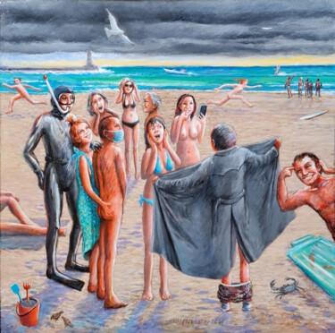 Картина под названием "L'Exhibitionniste" - Henri Eisenberg, Подлинное произведение искусства, Акрил Установлен на Деревянна…