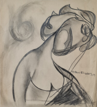 Rysunek zatytułowany „Buste en douceur” autorstwa Henri Eisenberg, Oryginalna praca, Ołówek