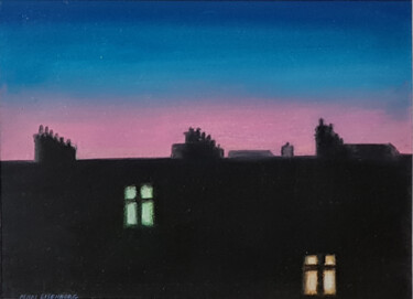 Pintura titulada "Fenêtres la nuit" por Henri Eisenberg, Obra de arte original, Pastel