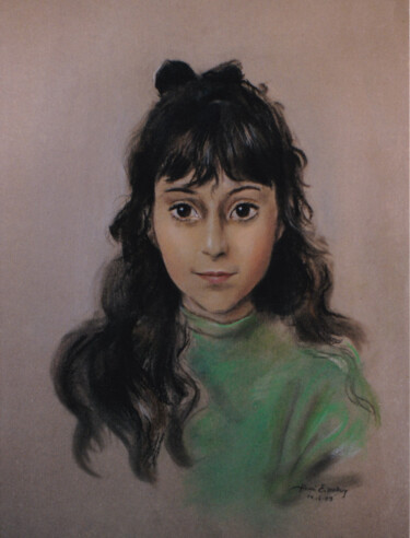 Dibujo titulada "Fille brune" por Henri Eisenberg, Obra de arte original, Pastel