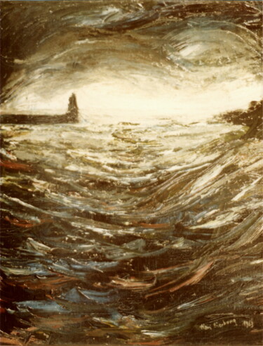 Malerei mit dem Titel "Tempête en mer" von Henri Eisenberg, Original-Kunstwerk, Öl Auf Keilrahmen aus Holz montiert