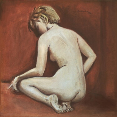 Peinture intitulée "Nu dans un coin" par Henri Eisenberg, Œuvre d'art originale, Huile Monté sur Châssis en bois