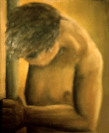Ζωγραφική με τίτλο "Homme de bronze" από Henri Eisenberg, Αυθεντικά έργα τέχνης, Λάδι Τοποθετήθηκε στο Χαρτόνι