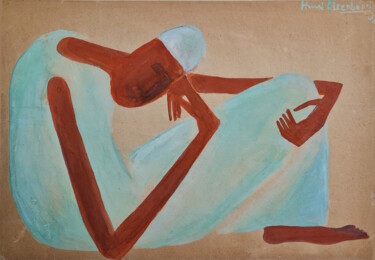 Pittura intitolato "En pensée" da Henri Eisenberg, Opera d'arte originale, Gouache Montato su Cartone