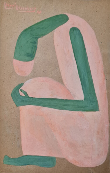 Painting titled "En pose" by Henri Eisenberg, Original Artwork, Gouache Mounted on Cardboard