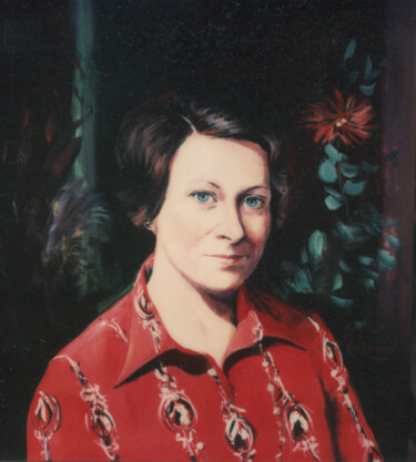 Painting titled "Portrait Femme 1" by Henri Eisenberg, Original Artwork, Acrylic Mounted on Wood Stretcher frame