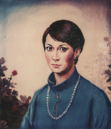 Painting titled "Portrait Femme 2" by Henri Eisenberg, Original Artwork, Acrylic Mounted on Wood Stretcher frame