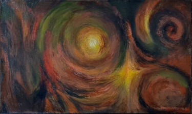 Painting titled "Rouille" by Henri Eisenberg, Original Artwork, Oil Mounted on Wood Stretcher frame