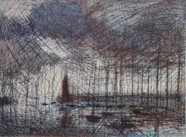 Pintura titulada "Port" por Henri Eisenberg, Obra de arte original, Acuarela Montado en Cartulina