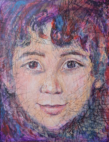 Картина под названием "Portrait Émilie" - Henri Eisenberg, Подлинное произведение искусства, Акрил Установлен на картон