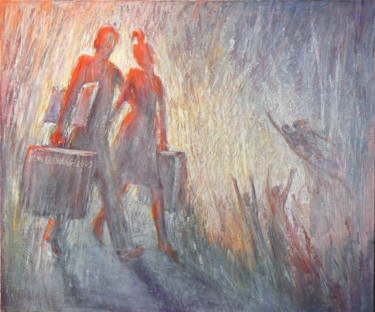 Картина под названием "Les Valises" - Henri Eisenberg, Подлинное произведение искусства, Акрил Установлен на Деревянная рама…
