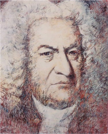 Painting titled "Bach" by Henri Eisenberg, Original Artwork, Acrylic Mounted on Wood Stretcher frame