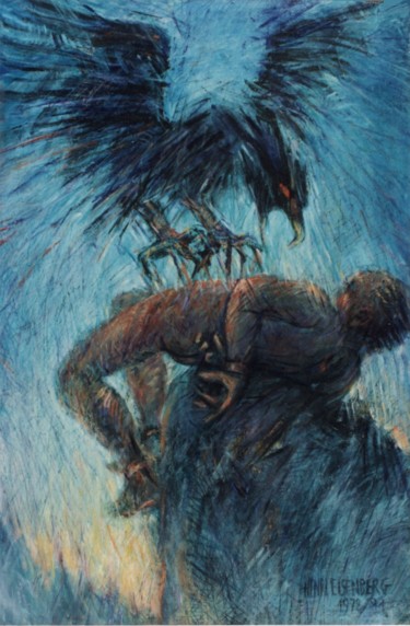 Pittura intitolato "Prométhée enchaîné" da Henri Eisenberg, Opera d'arte originale, Acrilico Montato su Telaio per barella i…