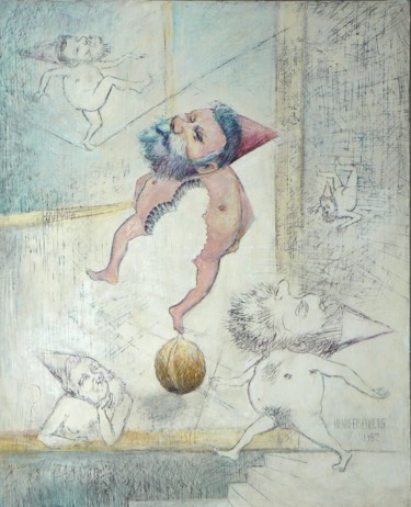 Painting titled "Moussorgski-Gnomus" by Henri Eisenberg, Original Artwork, Acrylic Mounted on Wood Stretcher frame
