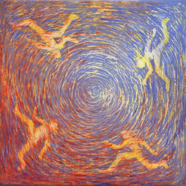Painting titled "Running" by Henri Eisenberg, Original Artwork, Acrylic Mounted on Wood Stretcher frame