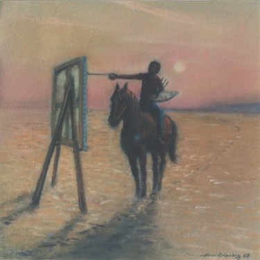 Картина под названием "Peintre à Cheval" - Henri Eisenberg, Подлинное произведение искусства, Пастель