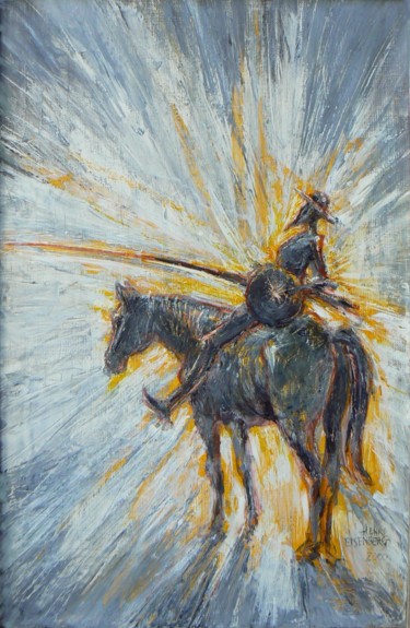 Painting titled "Don Quichotte d'arg…" by Henri Eisenberg, Original Artwork, Acrylic Mounted on Wood Stretcher frame