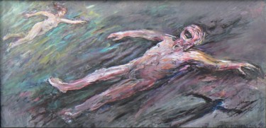 Картина под названием "Planant, Muse et Om…" - Henri Eisenberg, Подлинное произведение искусства, Акрил Установлен на картон