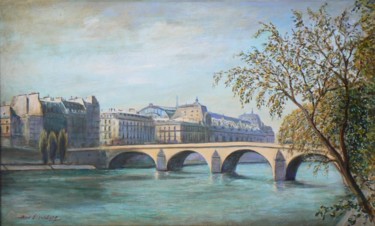 Pintura titulada "Le Pont du Carrousel" por Henri Eisenberg, Obra de arte original, Acrílico
