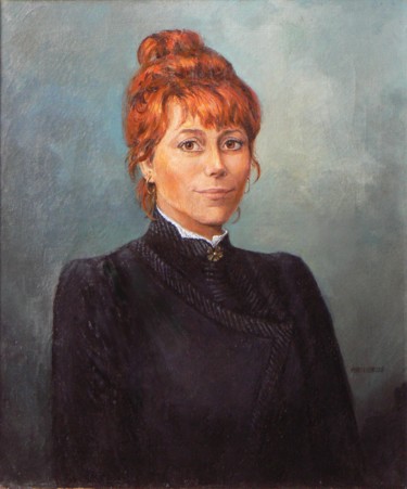 Peinture intitulée "Myrna robe noire" par Henri Eisenberg, Œuvre d'art originale, Huile