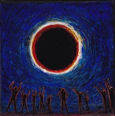 Painting titled "Éclipse" by Henri Eisenberg, Original Artwork, Acrylic Mounted on Wood Stretcher frame