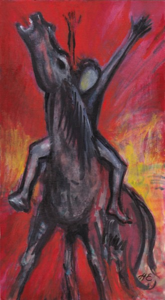 Pintura titulada "Cavalier bras levés" por Henri Eisenberg, Obra de arte original, Acrílico