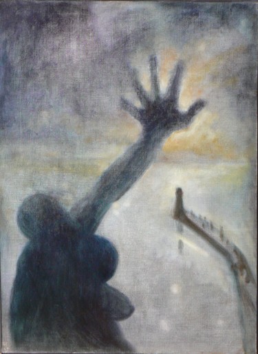 Peinture intitulée "Le Couple au Phare.…" par Henri Eisenberg, Œuvre d'art originale, Huile