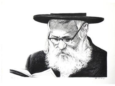 Отпечатки и Гравюры под названием "Rabbin qui lit" - Henri Eisenberg, Подлинное произведение искусства, Литография