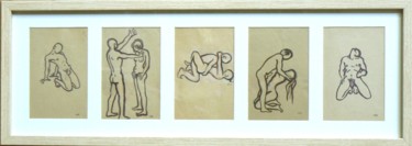 Drawing titled "Erotica 5 a" by Henri Eisenberg, Original Artwork, Ink Mounted on Cardboard