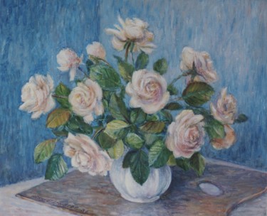 Painting titled "Roses roses.jpg" by Henri Eisenberg, Original Artwork, Acrylic Mounted on Wood Stretcher frame