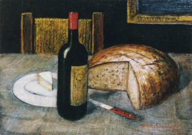 Peinture intitulée "Fromage,pain,vin" par Henri Eisenberg, Œuvre d'art originale, Acrylique