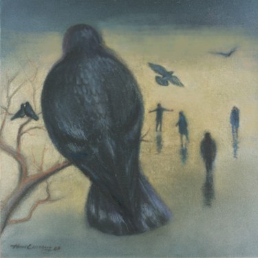 Painting titled "Le Pigeon" by Henri Eisenberg, Original Artwork, Pastel Mounted on Cardboard