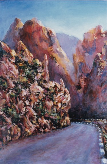 Painting titled "Corse-Route." by Henri Eisenberg, Original Artwork, Acrylic