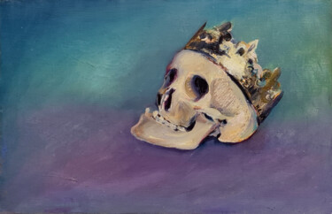 Pintura intitulada "Crâne à la Couronne" por Henri Eisenberg, Obras de arte originais, Óleo Montado em Armação em madeira