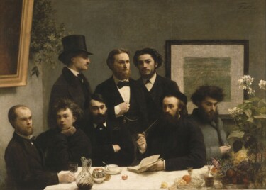 Painting titled "By the Table" by Henri Fantin-Latour, Original Artwork, Oil