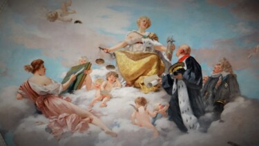 Pintura intitulada "Cour des comptes" por Henri Gervex, Obras de arte originais, Têmpera