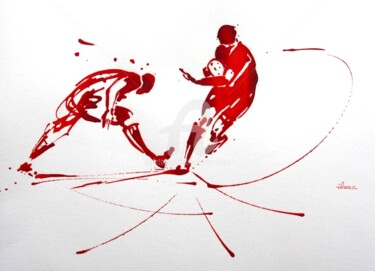 Рисунок под названием "Rugby N°55" - Henri Ibara, Подлинное произведение искусства, Чернила