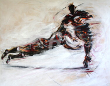 Painting titled "Rugby" by Henri Ibara, Original Artwork, Acrylic