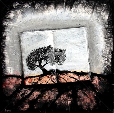 Painting titled "Le livre de l'arbre…" by Henri Ibara, Original Artwork, Acrylic