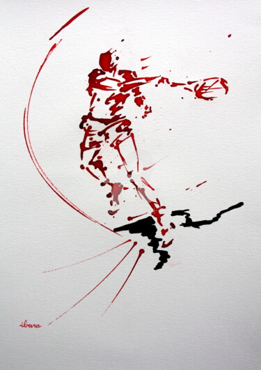 Zeichnungen mit dem Titel "Tennis N°25" von Henri Ibara, Original-Kunstwerk, Tinte