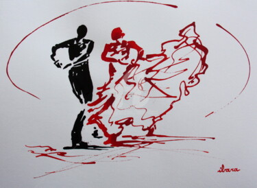 Σχέδιο με τίτλο "Flamenco N°3" από Henri Ibara, Αυθεντικά έργα τέχνης, Μελάνι