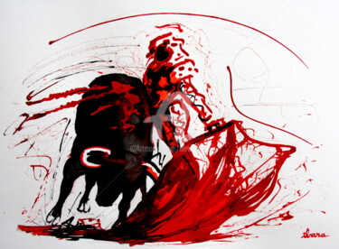 Rysunek zatytułowany „Tauromachie N°11” autorstwa Henri Ibara, Oryginalna praca, Atrament