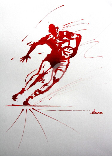 Desenho intitulada "RUGBY N°57" por Henri Ibara, Obras de arte originais, Tinta